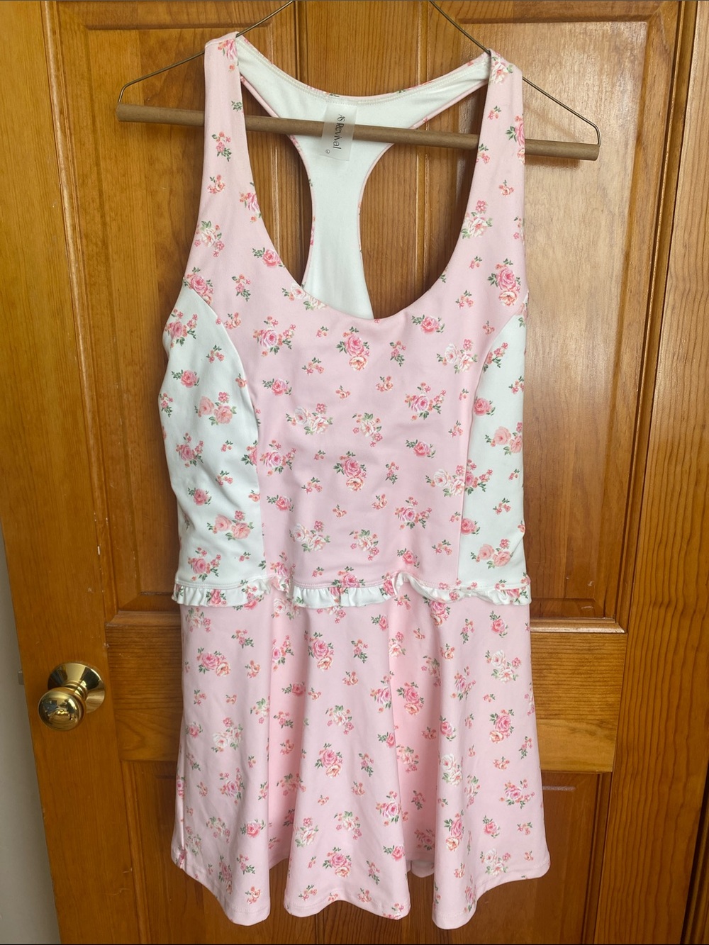 Sleeveless Pink Floral Casual Dress with Ruffle Waist